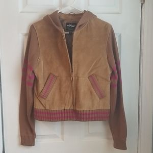 Suede sweater jacket